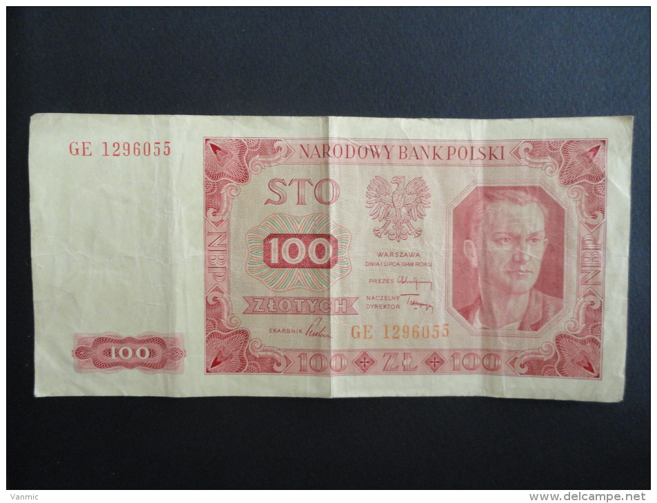 1948 - A VOIR !!! - Billet 100 STO Zlotych POLOGNE - POLSKI - Note Banknote - GE 1296055 - Pologne