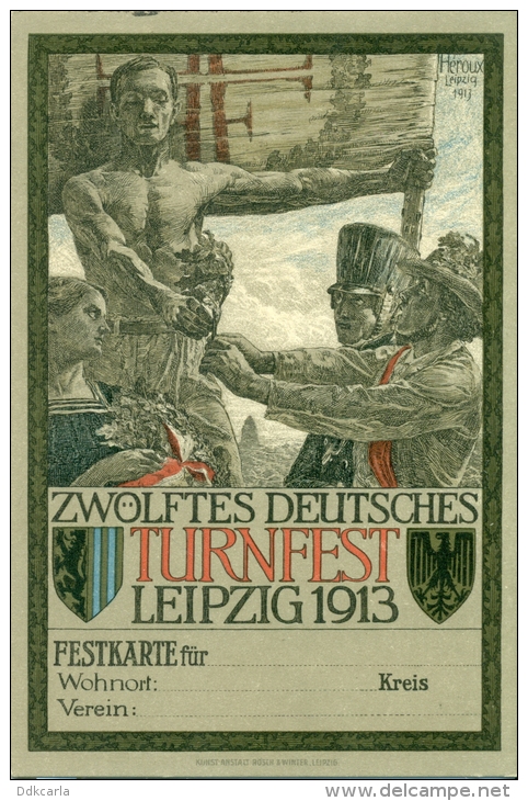 Zwölftes Deutsches Turnfest Leipzig 1913 - Repro Kaart ! - Altri & Non Classificati