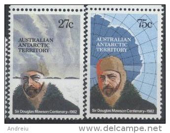 1982 Australian Antarctic Territory AAT -  Sir Douglas Mawson 2v ,map, Clouds, Mi , Yv. 53/54 MNH - Ongebruikt
