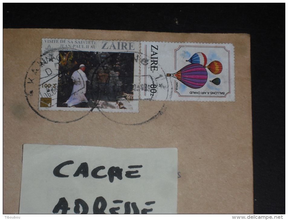 LETTRE CONGO ZAIRE AVEC YT 1282 ET 1181 - PAPE JEAN PAUL II - BALLON MONTGOLFIERE AEROSTAT - - Usati