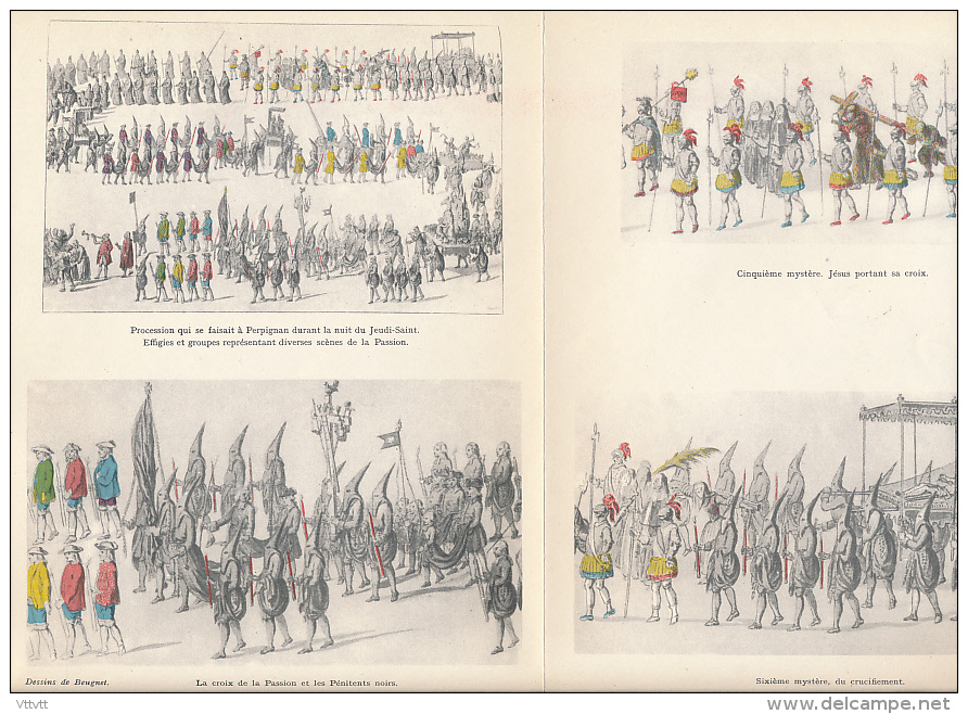 1955 : Document, Procession à Perpignan, Jeudi-Saint, Effigies, Groupes, Scènes De La Passion, Dessins De Beugnet - Non Classés