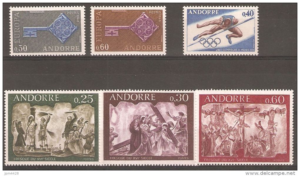 Andorre Année 1968 Compléte 2  Timbres 188 * Et 189 * Et  4 Timbres ** N° 190 191 192 193 - Années Complètes