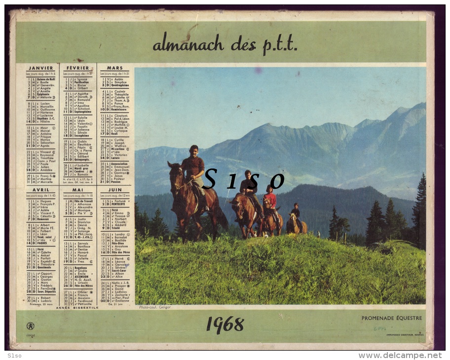 LOT de 45 calendriers PTT -- de 1957 à  2013 états divers. 90 PHOTOS Chasse Pêche animaux chevaux montagne tacot fleurs.