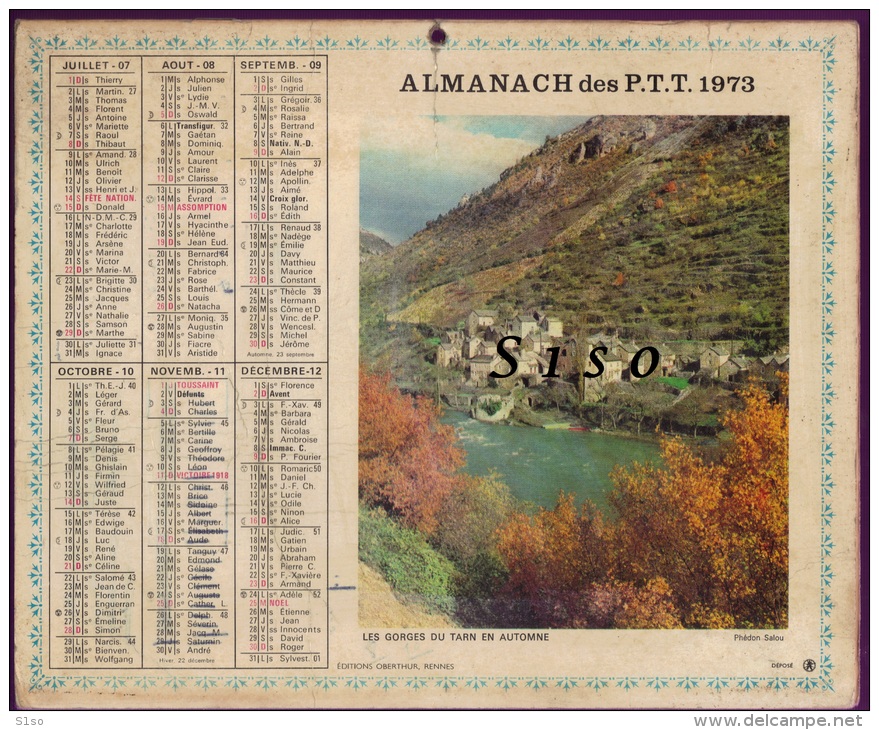 LOT de 45 calendriers PTT -- de 1957 à  2013 états divers. 90 PHOTOS Chasse Pêche animaux chevaux montagne tacot fleurs.