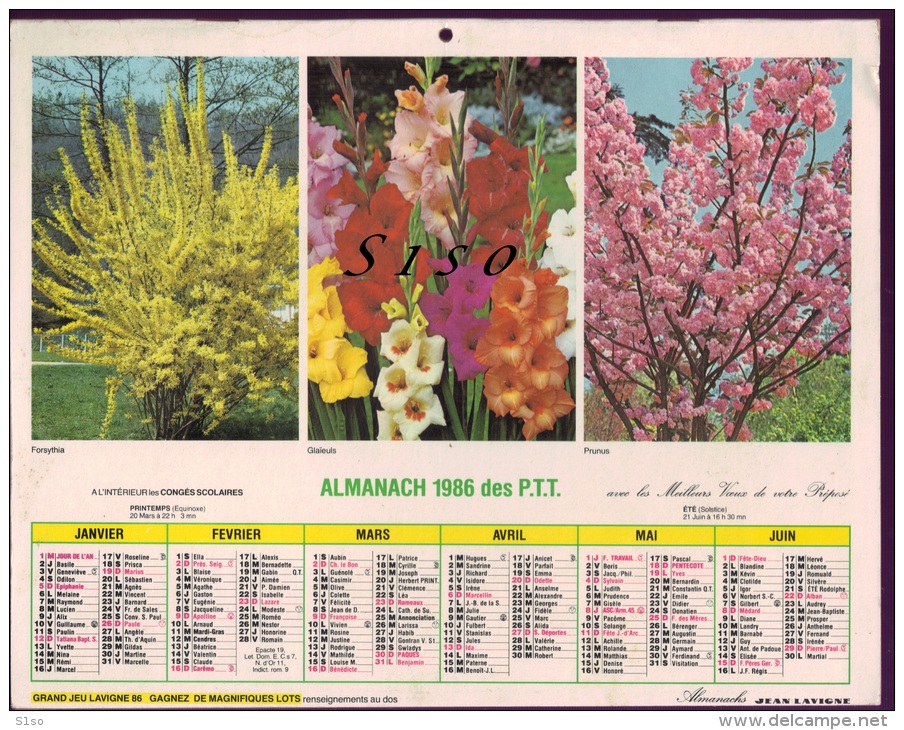 LOT de 45 calendriers PTT -- de 1957 à  2013 états divers. 90 PHOTOS Chasse Pêche animaux chevaux montagne tacot fleurs.