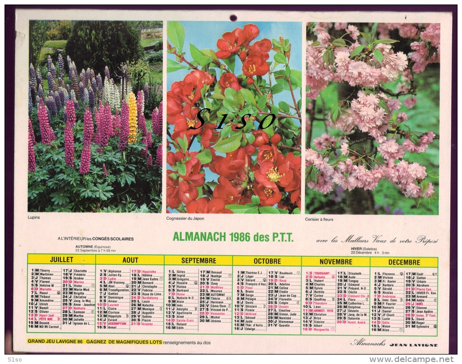 LOT de 45 calendriers PTT -- de 1957 à  2013 états divers. 90 PHOTOS Chasse Pêche animaux chevaux montagne tacot fleurs.