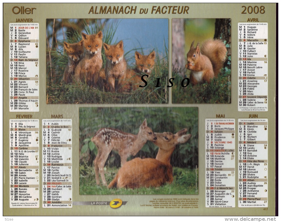 LOT de 45 calendriers PTT -- de 1957 à  2013 états divers. 90 PHOTOS Chasse Pêche animaux chevaux montagne tacot fleurs.