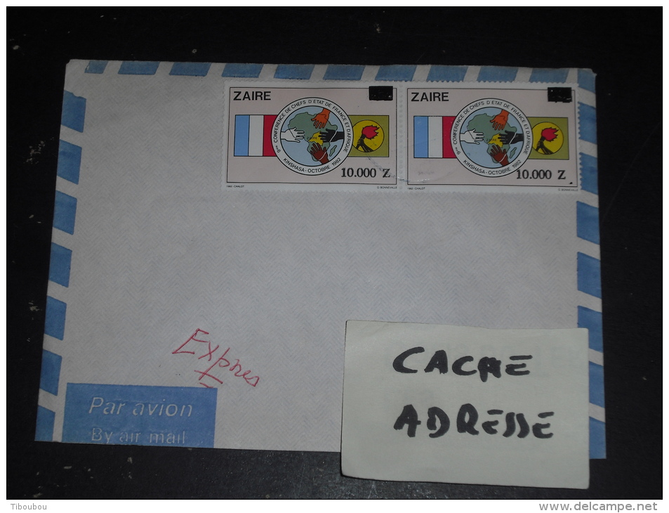 LETTRE CONGO ZAIRE AVEC YT 1350 X 2 - DRAPEAU MAIN CARTE - - Oblitérés