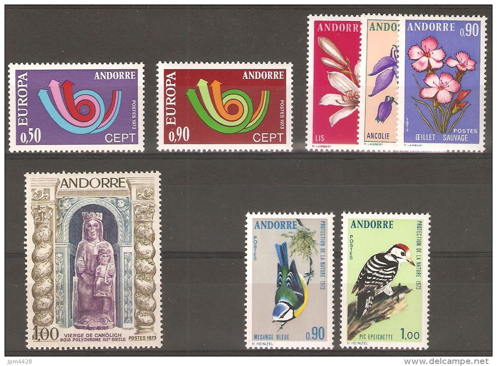 Andorre Année 1973 Compléte 8 Timbres ** N° 226 227 228 229 230 231 232 233 - Années Complètes