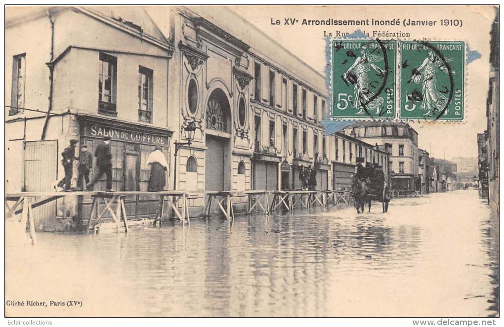 Paris    75015    Inondations Rue De La Fédération - Inondations De 1910