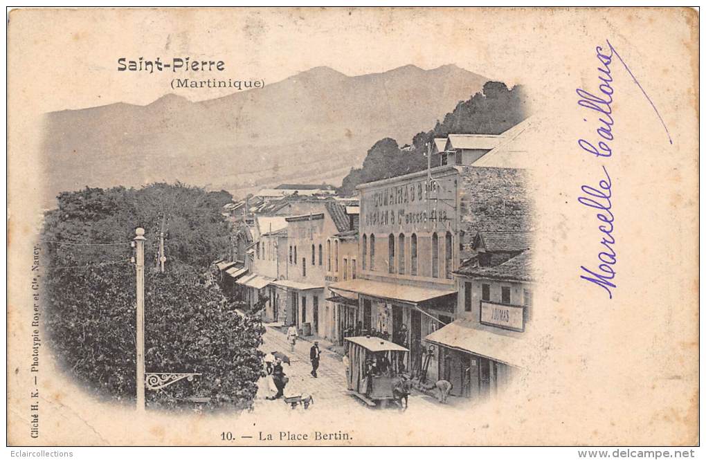 Martinique  971   St Pierre   Place Bertin. Tramway - Other & Unclassified