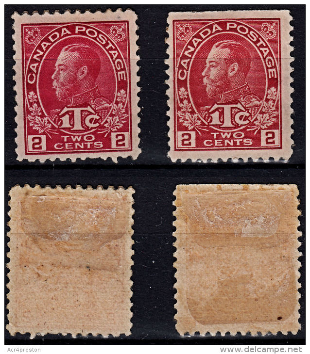 E0140 CANADA 1916, 2  @ SG 231-3 2c + 1c Red, Heavily Mounted Mint - Unused Stamps