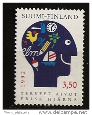Finlande Finland 1992 N° 1134 ** Santé, Cerveau, Spychiatrie, Horloge, Coq, Poule, Fleur, Mathématiques, Pêche, Voile - Unused Stamps
