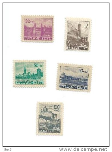 ZEstNOA4-9 - ESTONIE Occupation Allemande 1941 - Les 5 Timbres N°4+5+6+7(YT) - Neufs** - Vues De Villes Estoniennes - Estland