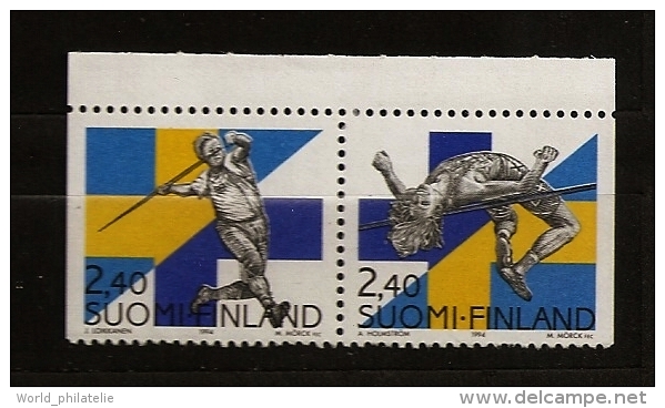 Finlande Finland 1994 N° 1233 A ** Sport, Suède, Emission Conjointe, Lancé Du Javelot, Saut En Hauteur, Räty, Sjöberg - Unused Stamps