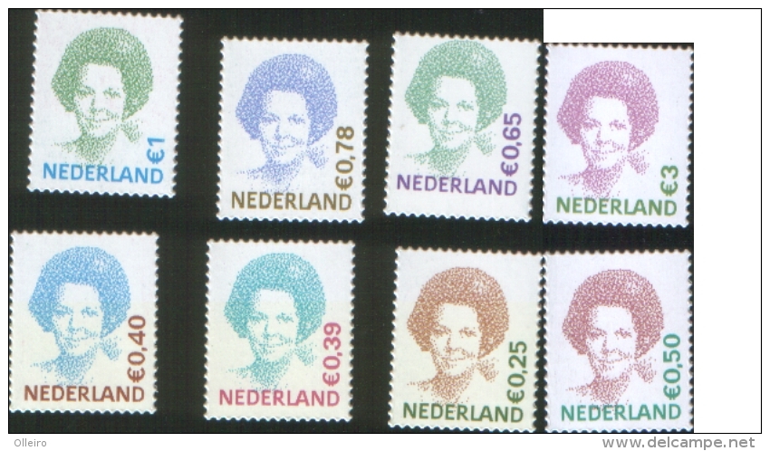 Olanda Pays-Bas Nederland Netherlands 2002 Regina Beatrice Adhesive  Valori In Euro 8v  ** MNH - Unused Stamps