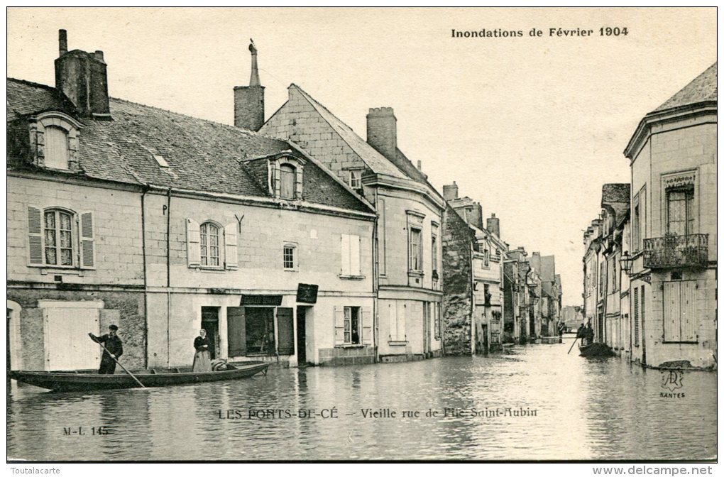 CPA 49 PONTS DE CE VIEILLE RUE DE L ILE SAINT AUBIN INONDATIONS DE FEVRIER 1904 - Les Ponts De Ce