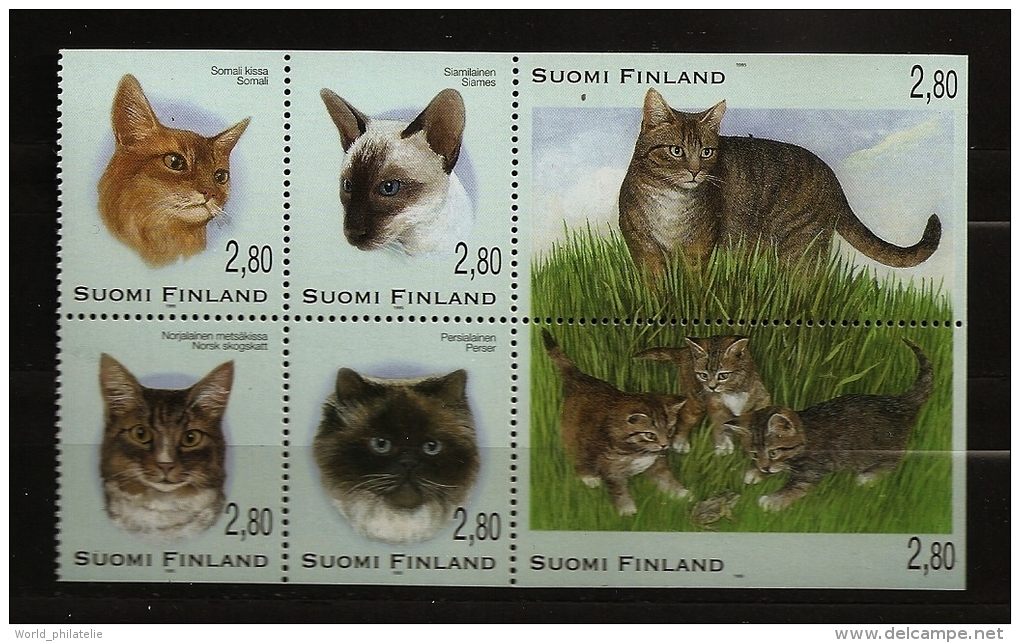 Finlande Finland 1995 N° 1277 / 82 ** Journée Du Timbre, Philatelie, Animaux, Chats, Chatons, Persan, Siamois, Somali - Nuovi