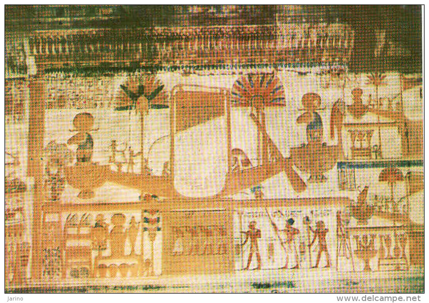 Egypte, Abydos, Temple Of Sethi 1, Sanctuary Of Amun,The Sacred Boat Adorned With Ram's Heads,, Circule Non - Sauhadsch