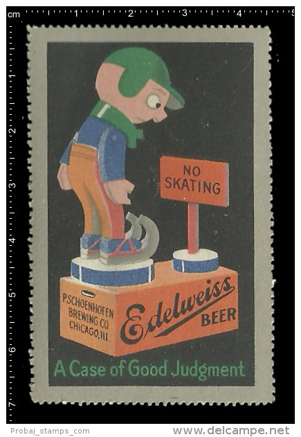 Original German Poster Stamp Cinderella Reklamemarke - Edelweiss Beer Edelweiss Bier Brauerei Brewery - Bières