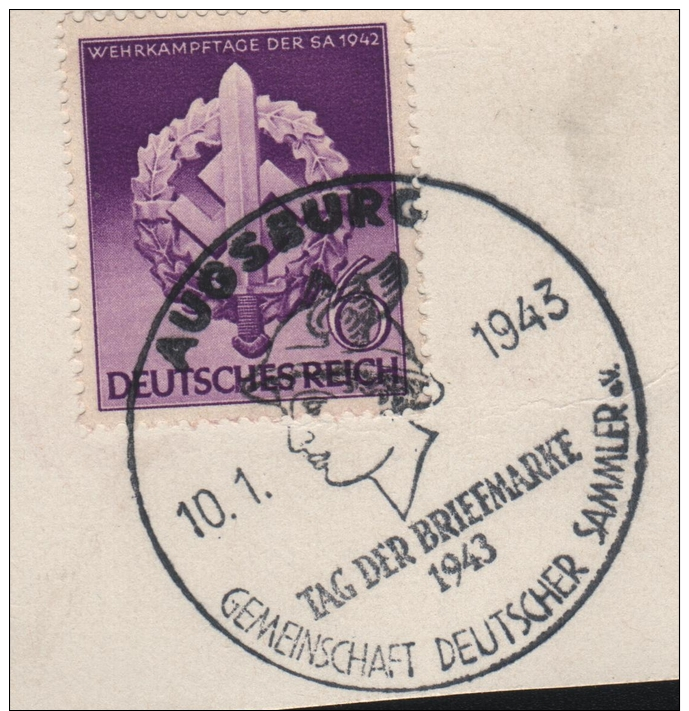 DEUTSCHES REICH - SONDERSTEMPEL "TAG DER BRIEFMARKE"  AUGSBURG 10.1.43 - Maschinenstempel (EMA)