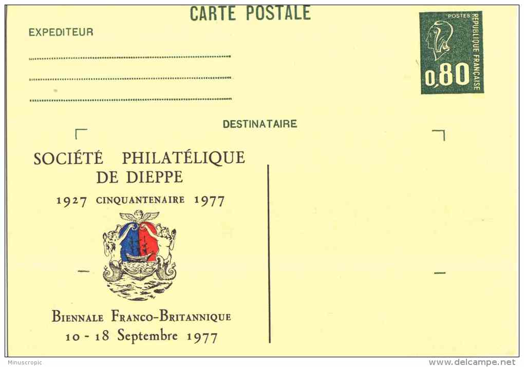 Société Philatélique De Dieppe Cinquantenaire - Biennale Franco Britannique - 1977 - Overprinter Postcards (before 1995)