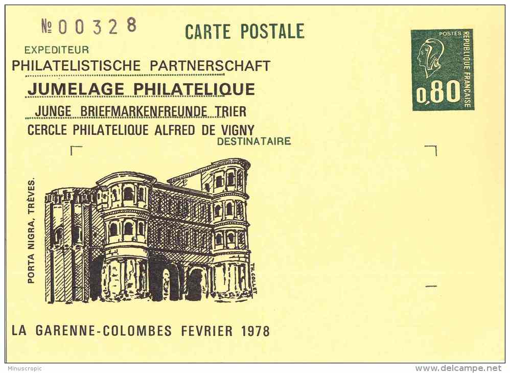 Jumelage Philatélique - La Garenne Colombes - Février 1978 - Cartes Postales Repiquages (avant 1995)