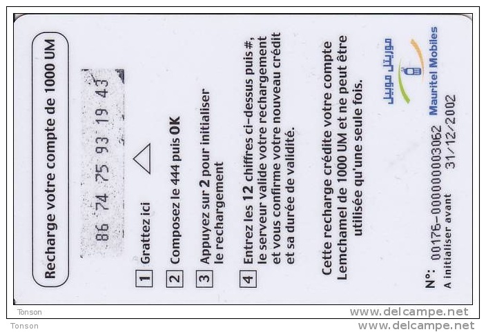 Mauritania, MR-MAU-NAT-0015?, 1000 UM,  Oasis  (31-12-2002), 2 Scans. - Mauritanië