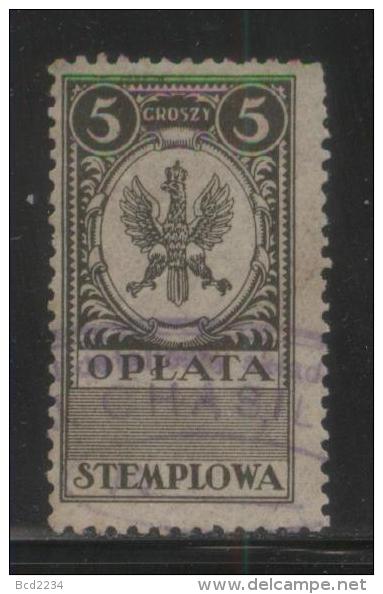POLAND GENERAL DUTY REVENUE (OPLATA STEMPLOWA) 1924 EAGLE CARTOUCHE DESIGN 5GR OLIVE-BROWN BF#071 - Fiscaux