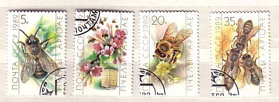 1989 Fauna Flora Honeybees Flowers  Mi- 5950-5953 4v.-used (O)  USSR - Honeybees