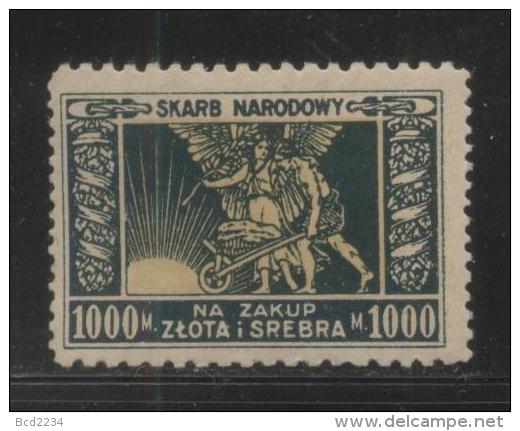 POLAND REVENUE 1920-23 GOLD & SILVER REVENUE 1000M GREEN & YELLOW - Revenue Stamps