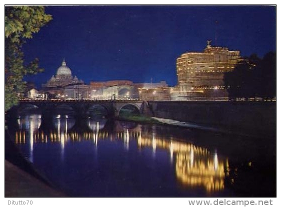 Roma - Ponte E Castel S.angelo Notturno - 12 - Formato Grande Viaggiata - S - Ponts