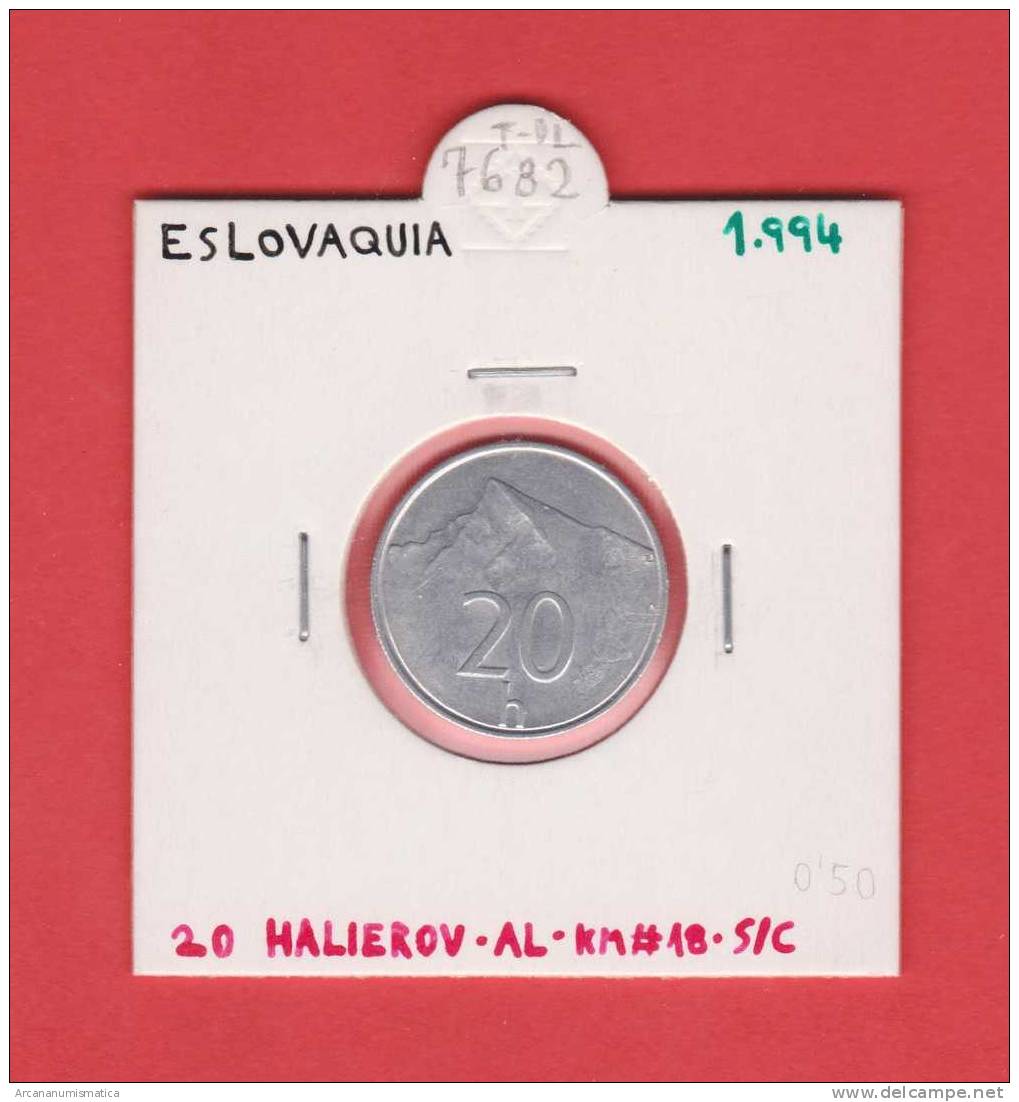 ESLOVAQUIA  20  HALIEROV  1.994  AL  KM#18  SC/UNC       DL-7682 - Eslovaquia