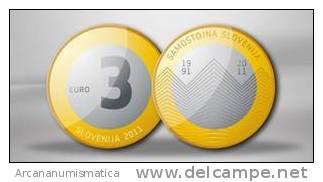 ESLOVENIA    3 €  BIMETALICA   2.011 "20th Anniversary Of Independence"   SC/UNC       DL-9876 - Eslovenia
