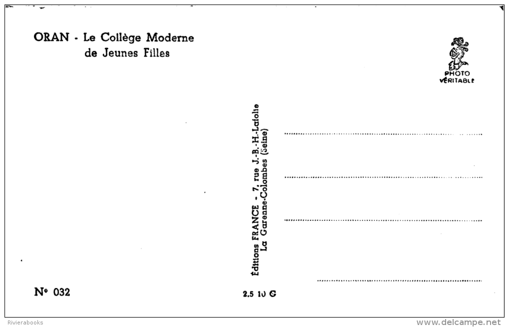 R51 - ORAN Algérie - Collège Moderne De Jeunes Filles - Cpsm Pf - Oran