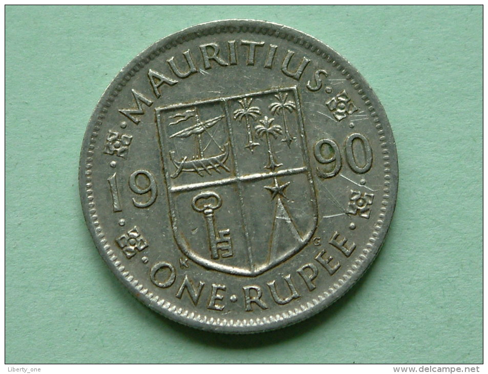 1990 - ONE RUPEE - KM 55 ( Uncleaned Coin / For Grade, Please See Photo ) !! - Maurice