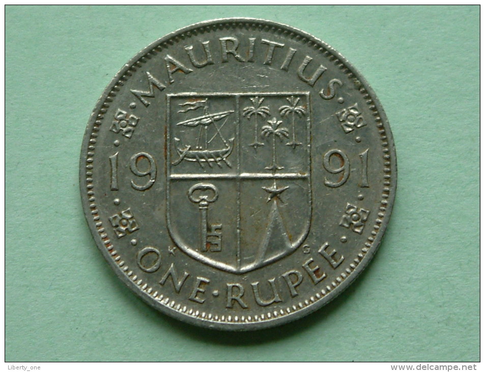 1991 - ONE RUPEE - KM 55 ( Uncleaned Coin / For Grade, Please See Photo ) !! - Maurice