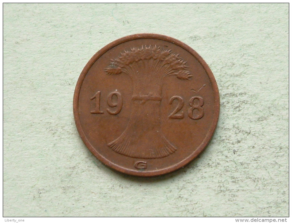 1928 G - 1 ReichsPfennig - KM 37 ( Uncleaned Coin / For Grade, Please See Photo ) !! - 1 Rentenpfennig & 1 Reichspfennig