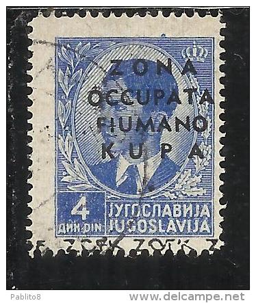 OCCUPAZIONI ITALIANE ITALY ITALIA ZONA FIUMANO KUPA 1941 OVERPRINTED SOPRASTAMPATO 4 D USED - Fiume & Kupa