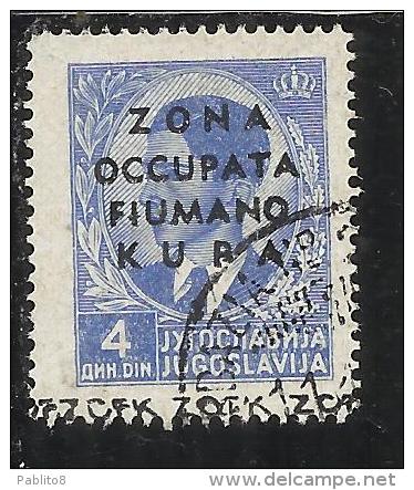 OCCUPAZIONI ITALIANE ITALY ITALIA ZONA FIUMANO KUPA 1941 OVERPRINTED SOPRASTAMPATO 4 D USED - Fiume & Kupa
