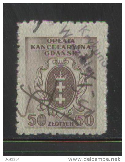 POLAND GDANSK MUNICIPAL REVENUE 1945 50ZL LIGHT BROWN - Revenue Stamps