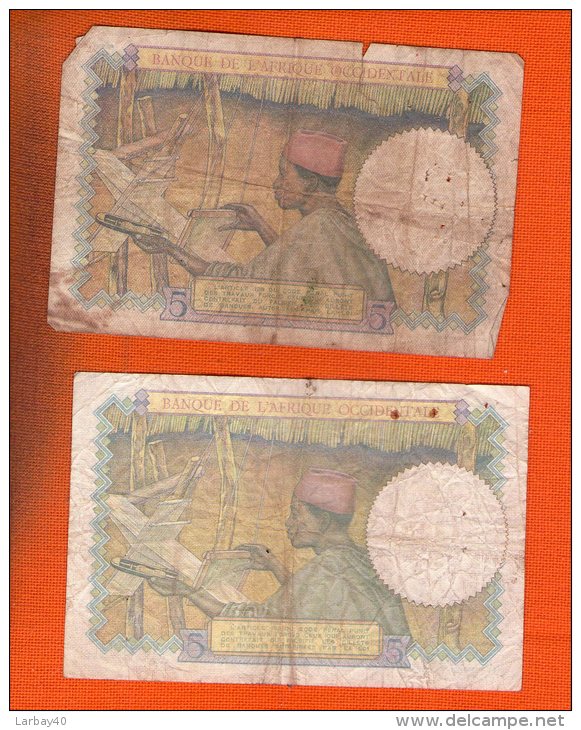 2 Billet De Cinq Francs Afrique Occidentale 5 - Altri – Africa