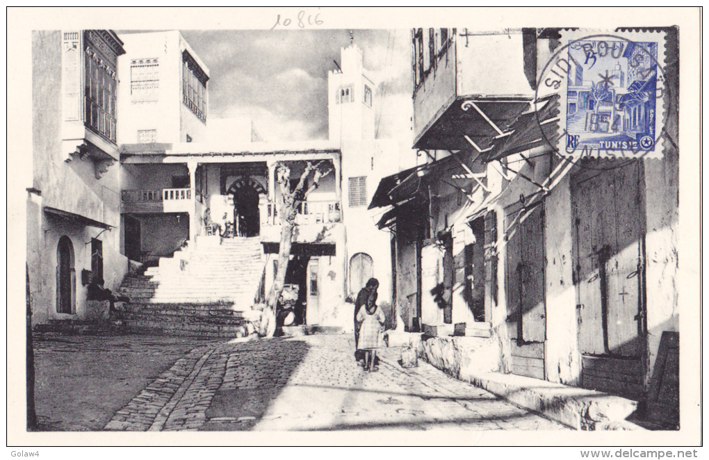 10816# TUNISIE CARTE POSTALE MAXIMUM Obl SIDI BOU SAÏD 1954 MAXIMALE CAFE ARABE - Storia Postale