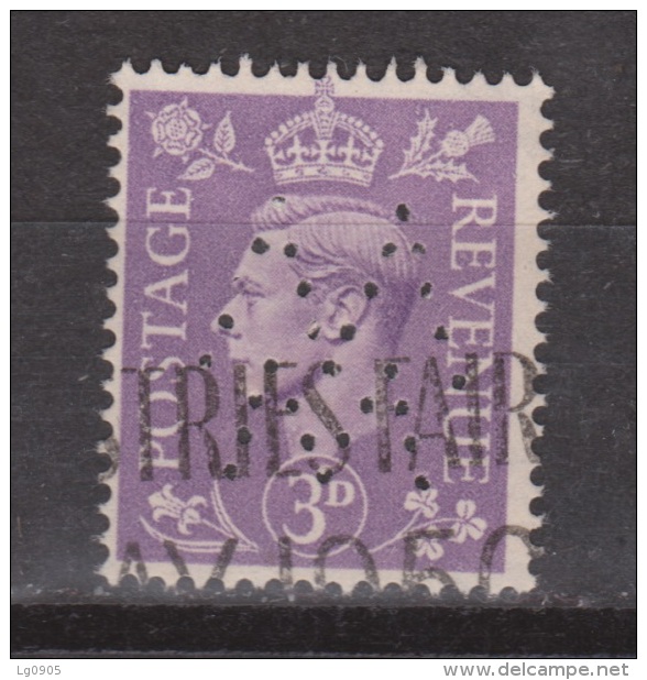 Engeland United Kingdom, Great Britain, Angleterre, Bretagne, King George VI, SG 490, Y&T Used PERFIN + SPECIAL CANCEL - Oblitérés