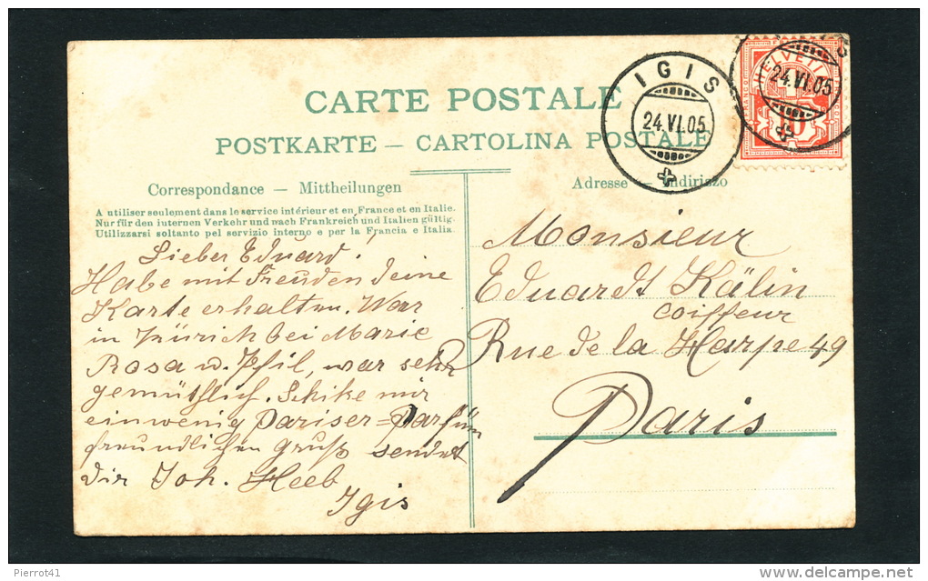 SUISSE - APPENZELLER TRACHTEN - Carte Postée à IGIS En 1905 - Zell
