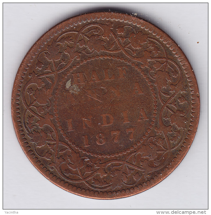 @Y@    BRITISH India 1/2   Anna 1877   (2594) - India