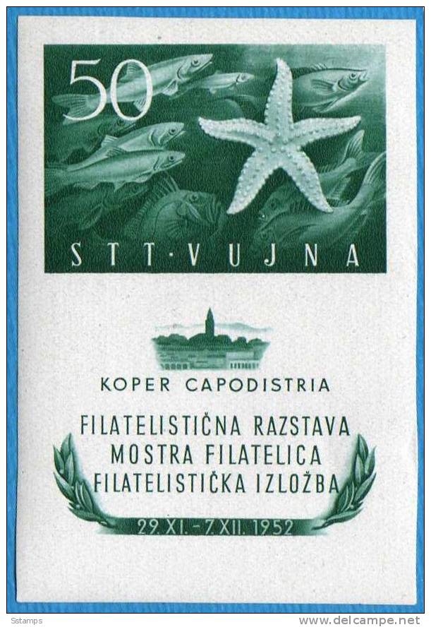 BF-3 TRIESTE B JUGOSLAVIA FLORA AND FAUNA IN SEA SOUVENIR SHEET NEVER HINGED KATALOG PREIS 70,00 EURO - Crostacei