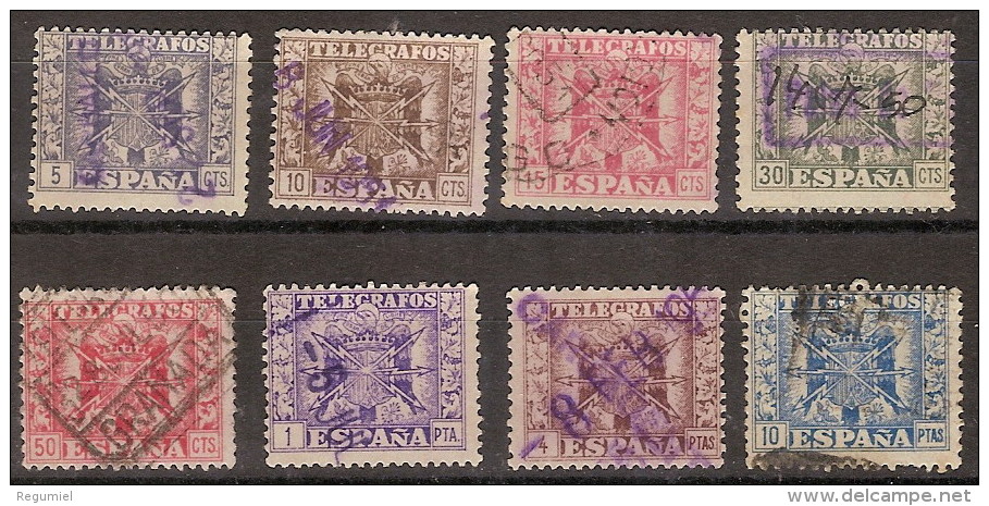 España Telégrafos U 085/92 (o) Escudos. 1949 - Telegramas