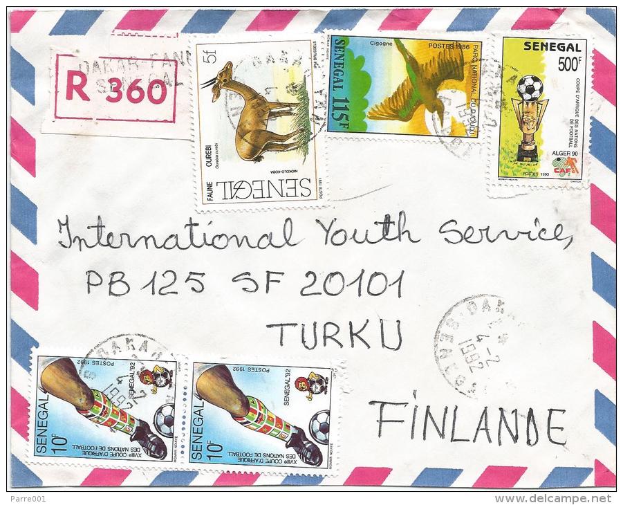 Senegal 1992 Dakar Fann Antilope Afican Nations Cup Alger Football Soccer 500f Registered Cover - Senegal (1960-...)