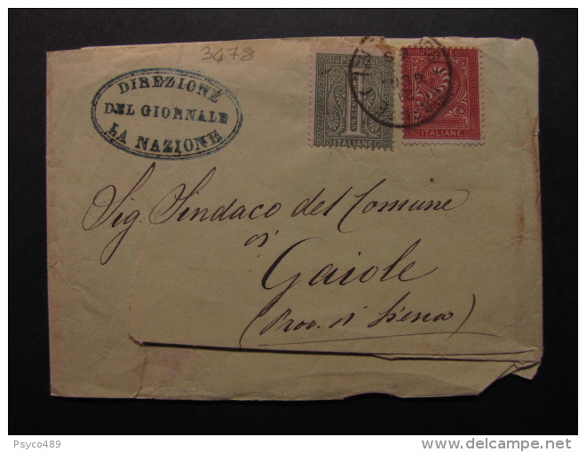 ITALIA Regno-1866- "T 14-15 Torino" C. 1-2 SIENA>GAIOLE (descrizione) - Storia Postale